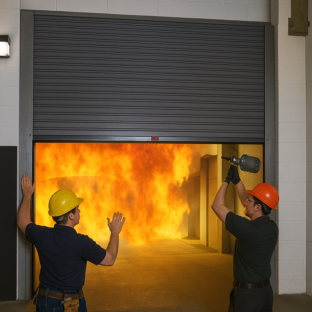 Fire-rated garage door installation for commercial safety compliance in Spring Texas