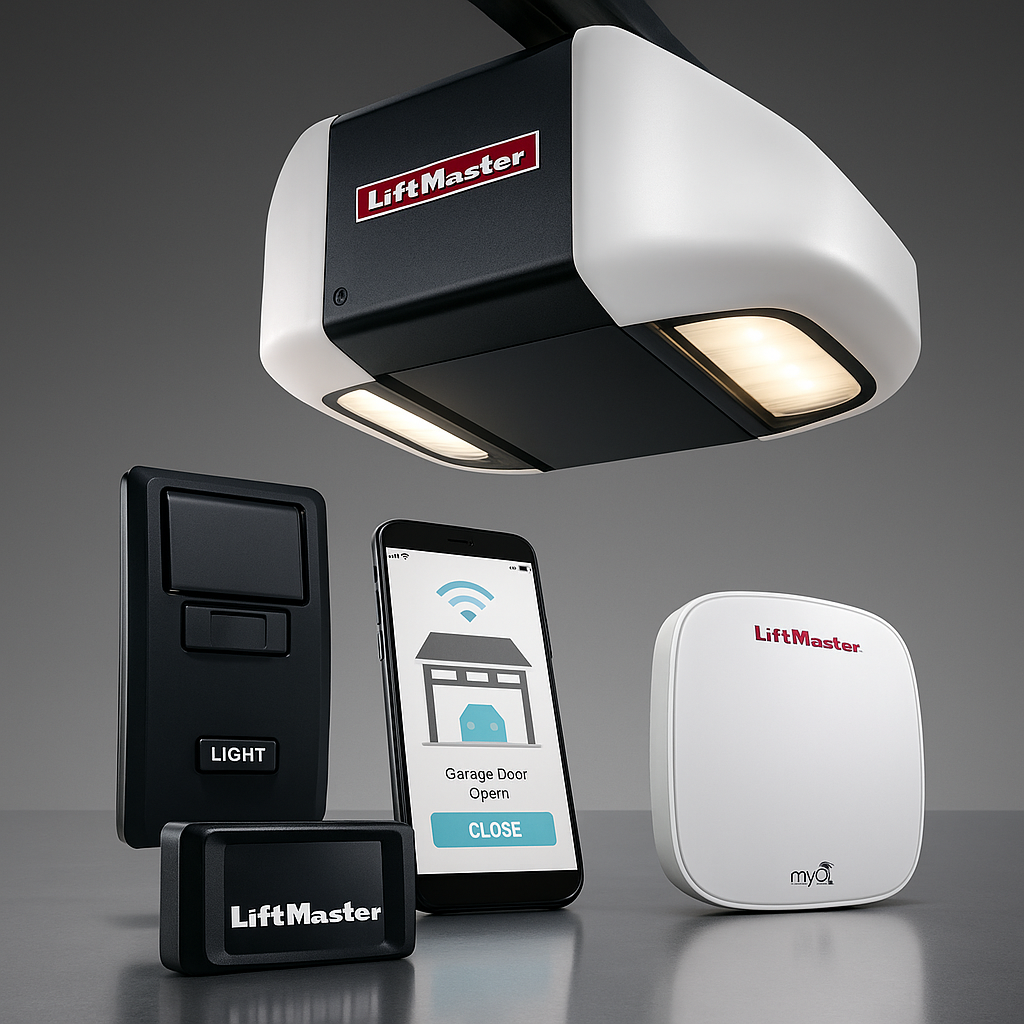 Top garage door opener brands and accessories including remotes, sensors, and wall controls in Spring Texas