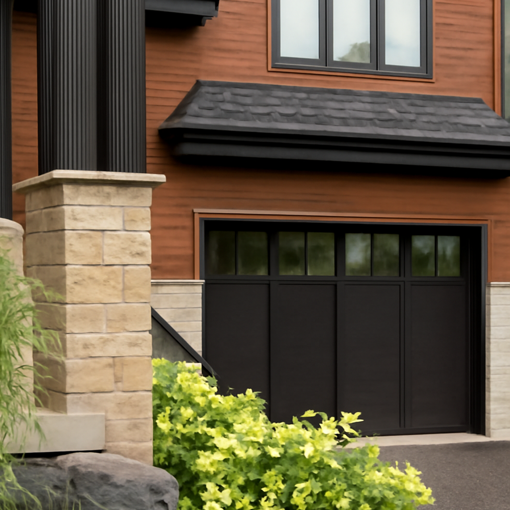Modern residential garage door installed in Dobbin TX home