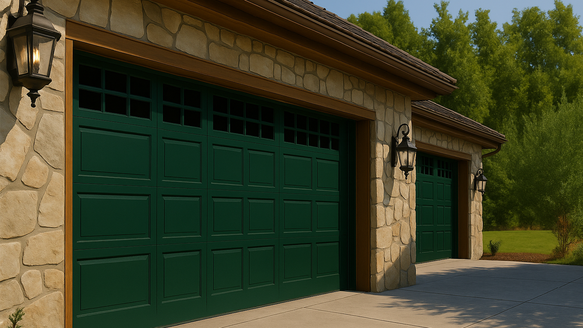 Modern residential garage door installed in Spring Texas