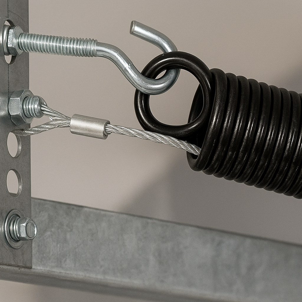 Spring repair with safety cables by Garage Door of Huffman Texas